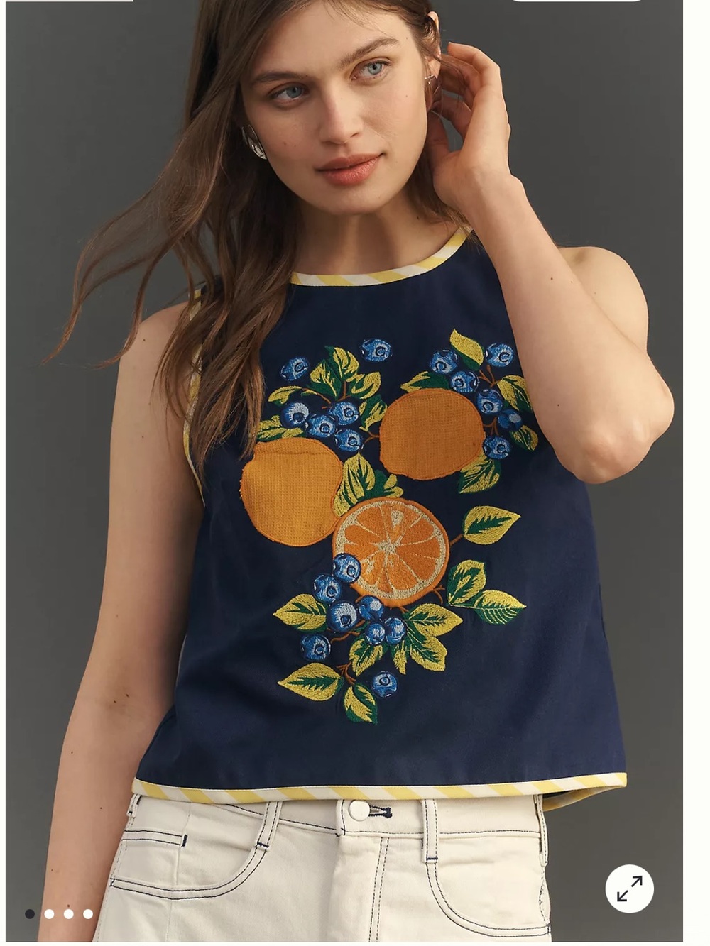 NWT Anthropologie Maeve Embroidered Shell Tank Size Small